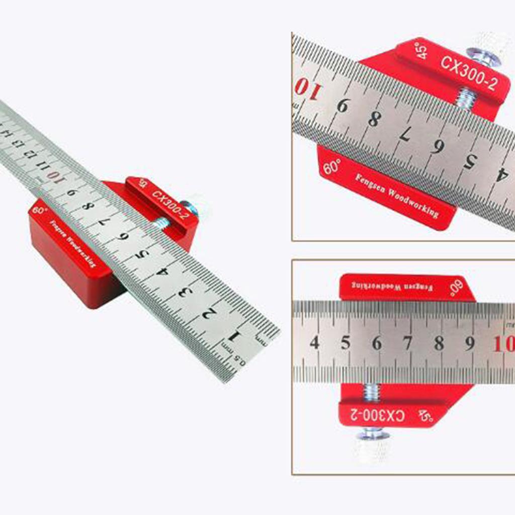 Woodworking Scriber Ruler Line Gauge Ruler 90° 45° 60° Angle Square Ruler