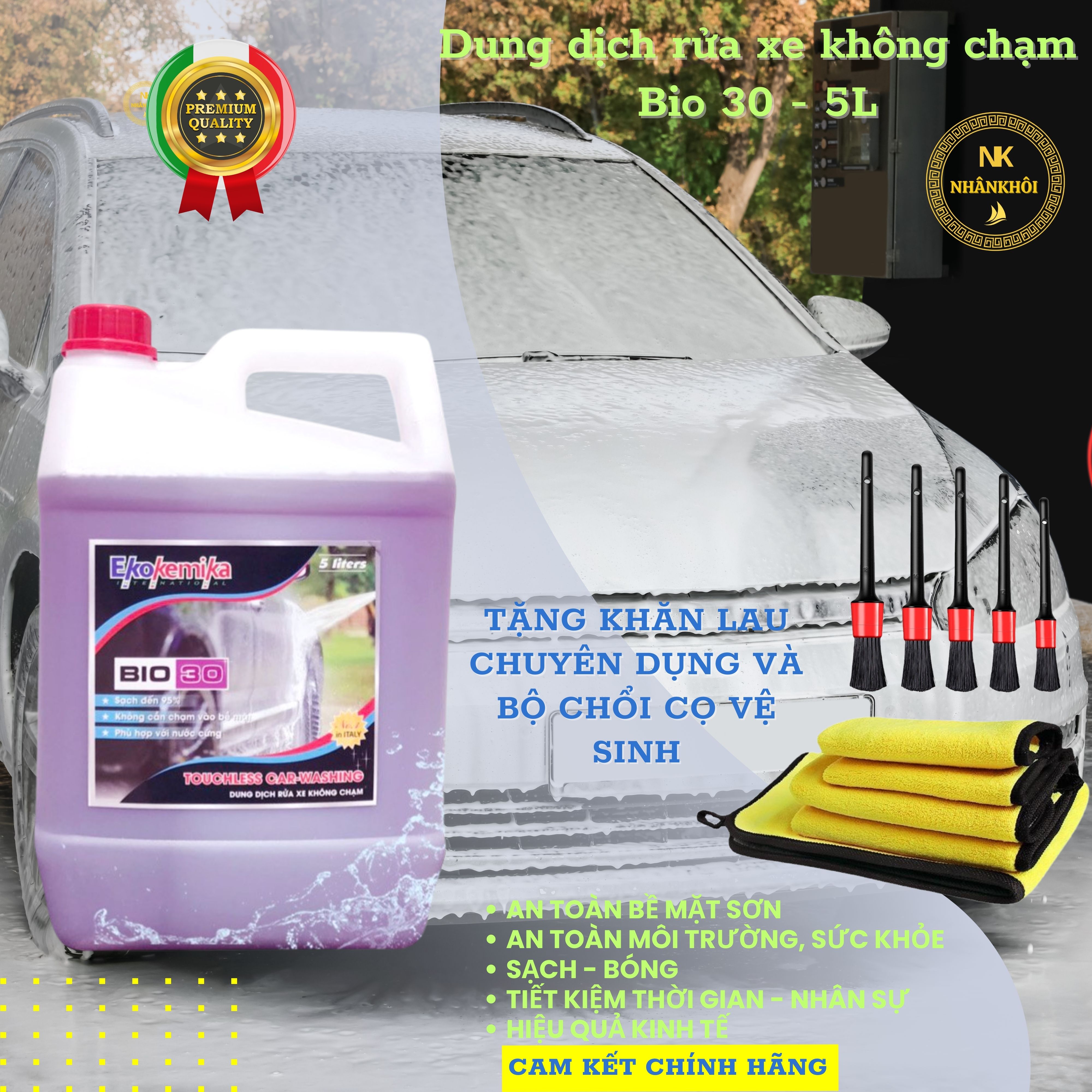 Bio 30 - 5 lít - Dung dịch rửa xe không chạm - Nước rửa xe bọt tuyết - Ekokemika