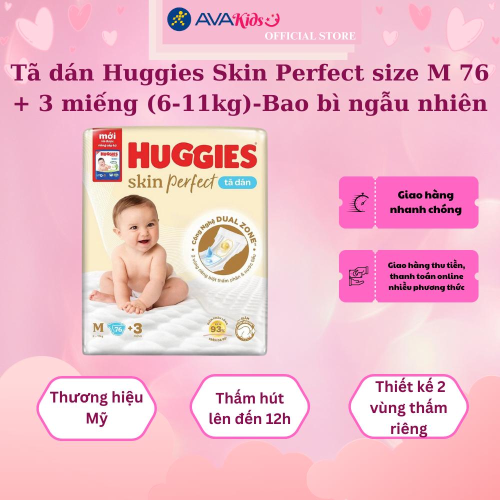 Tã dán Huggies Skin Perfect size M 76 + 3 miếng (6 - 11 kg) - Giao bao bì ngẫu nhiên