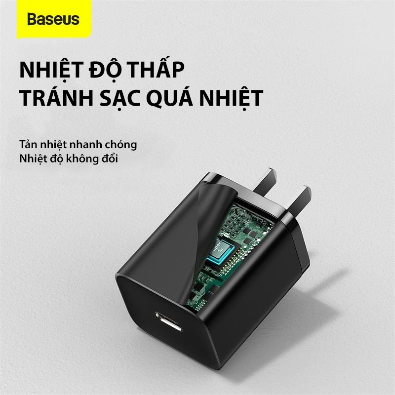 Củ sạc nhanh Baseus Super Si Quick Charger 30W dùng cho iPhone/ Samsung/ OPPO ( Type C, PD/ QC3.0 ) - Hàng chính hãng