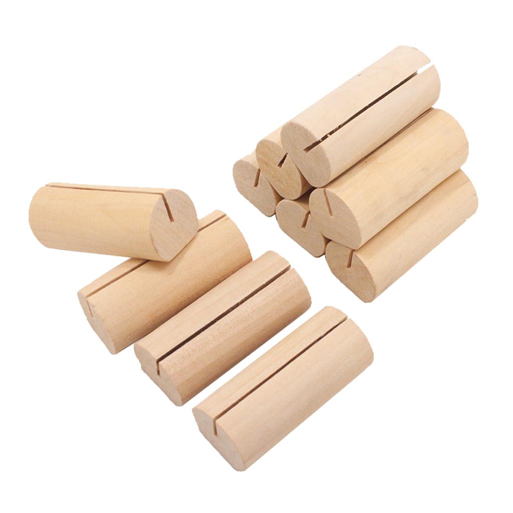 20pcs Table Wood Stands Wooden Base Memo Photo Clip Card Holders