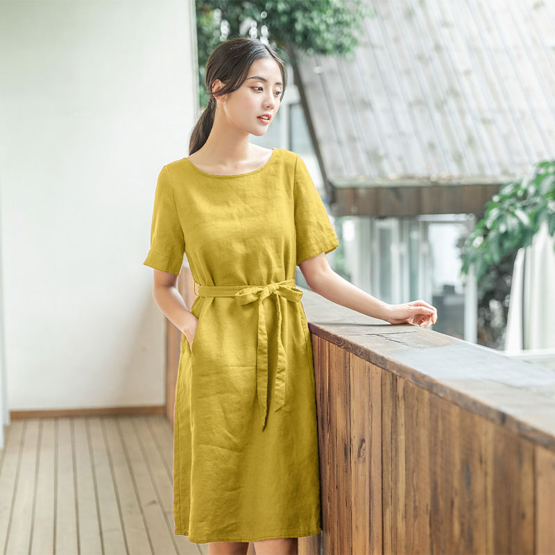 Đầm suông nữ thiết kế chất liệu đũi cao cấp Haint Boutique Da84