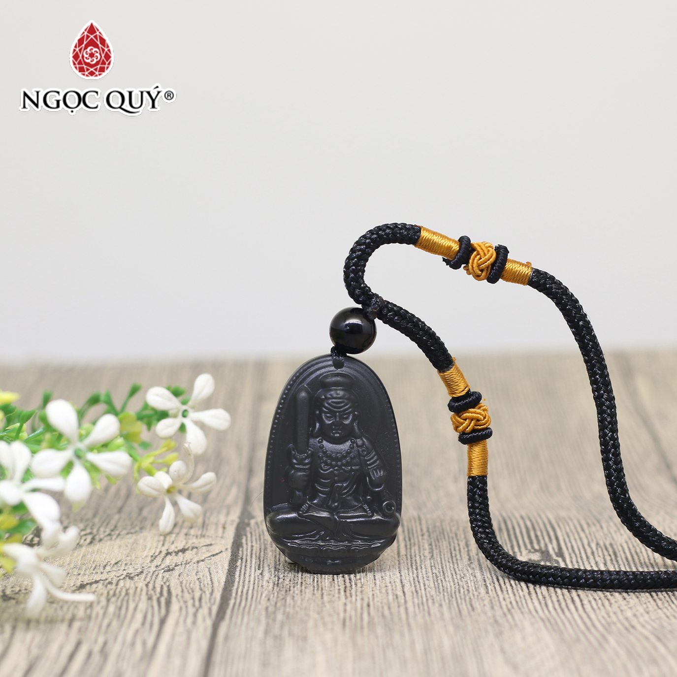 Mặt dây chuyền phật bản mệnh đá obsidian 3.6x2.3cm - Ngọc Quý Gemstones