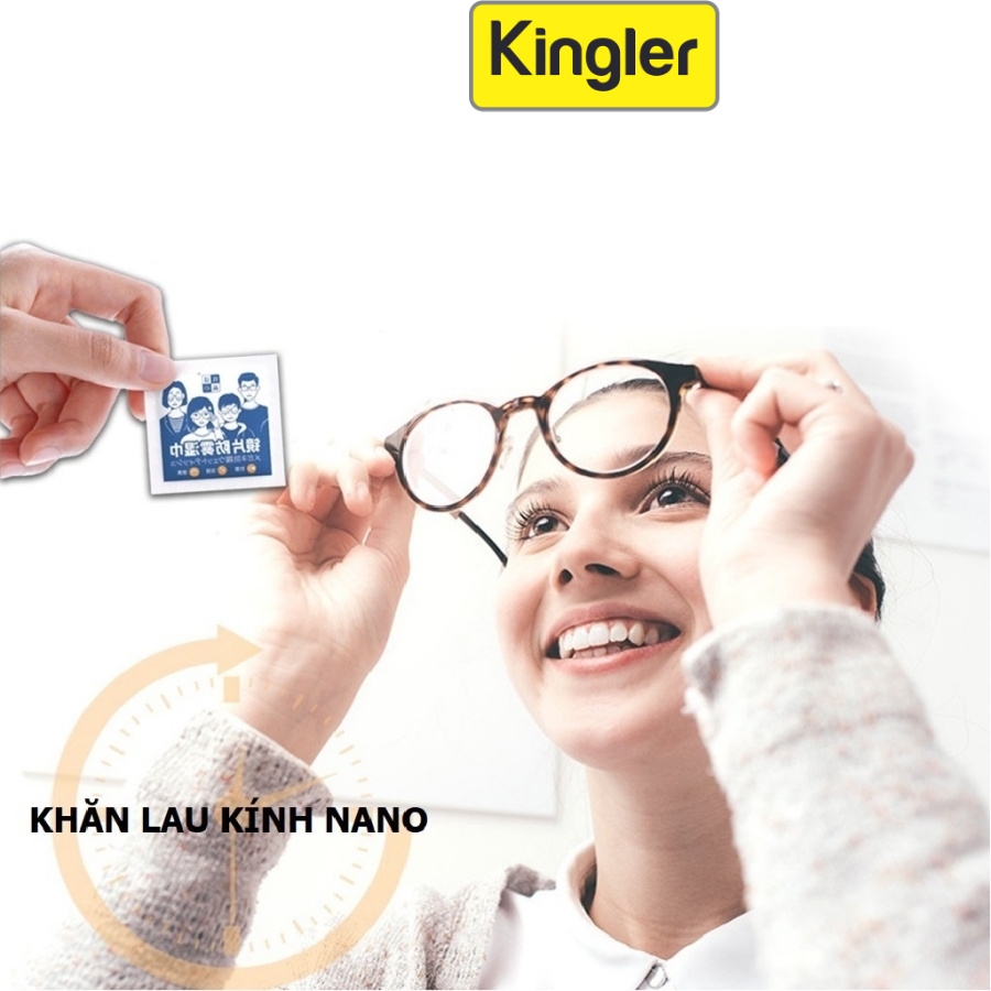 Hộp 100 Gói, Khăn Lau Kính Nano, Chống Bám Bụi Bẩn, Vân Tay Trên Kính Mắt, Gương - Kính. Kingler 7227