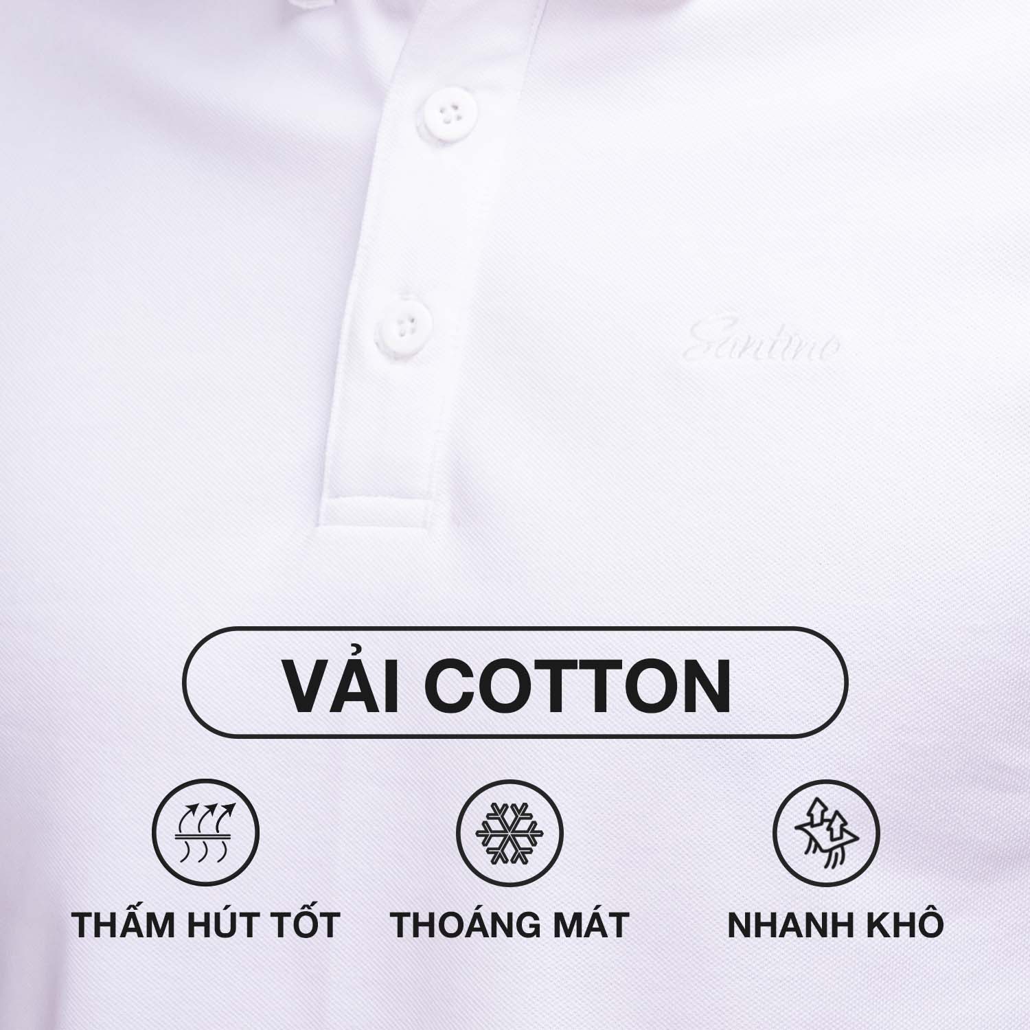 Áo Polo nam trơn SANTINO, Cotton Cá Sấu, kháng khuẩn chống nhăn, chống tia UV - E011