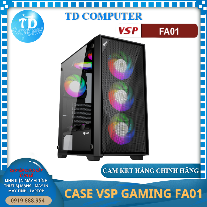 Vỏ máy tính Case VSP FA01 ~ Kính cường lực - Hàng chính hãng TECH VISION phân phối