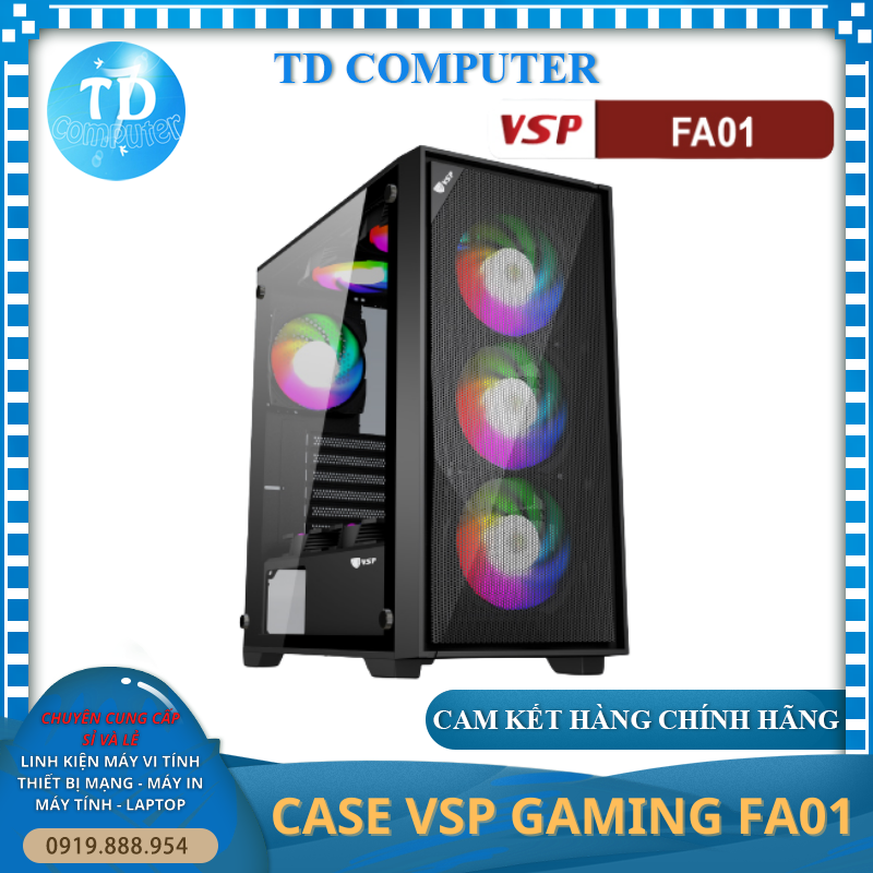 Vỏ máy tính Case VSP FA01 ~ Kính cường lực (Không FAN - ITX, MicroATX, ATX) - Hàng chính hãng TECH VISION phân phối