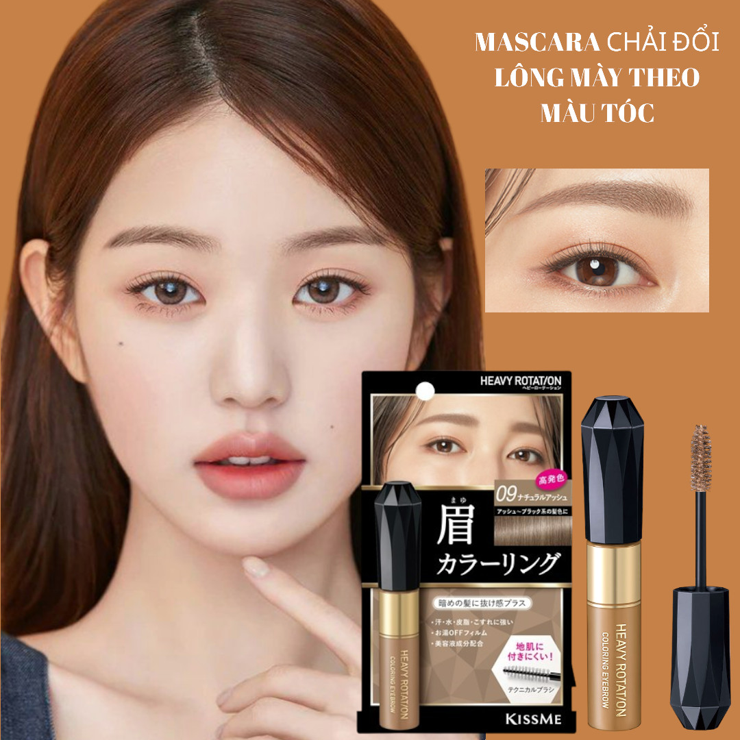Mascara Chải Đổi Màu Lông Mày Chống Lem Trôi Kissme Heavy Rotation Coloring Eyebrow (8g)-Màu Xám Be