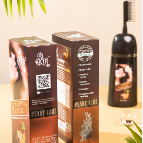 Dầu Gội Phủ Bạc Sin Hair 350ml Màu Nâu Có Lược Chải Giúp Đen Tóc Tự Nhiên Bằng Nhân Sâm Nhật Bản