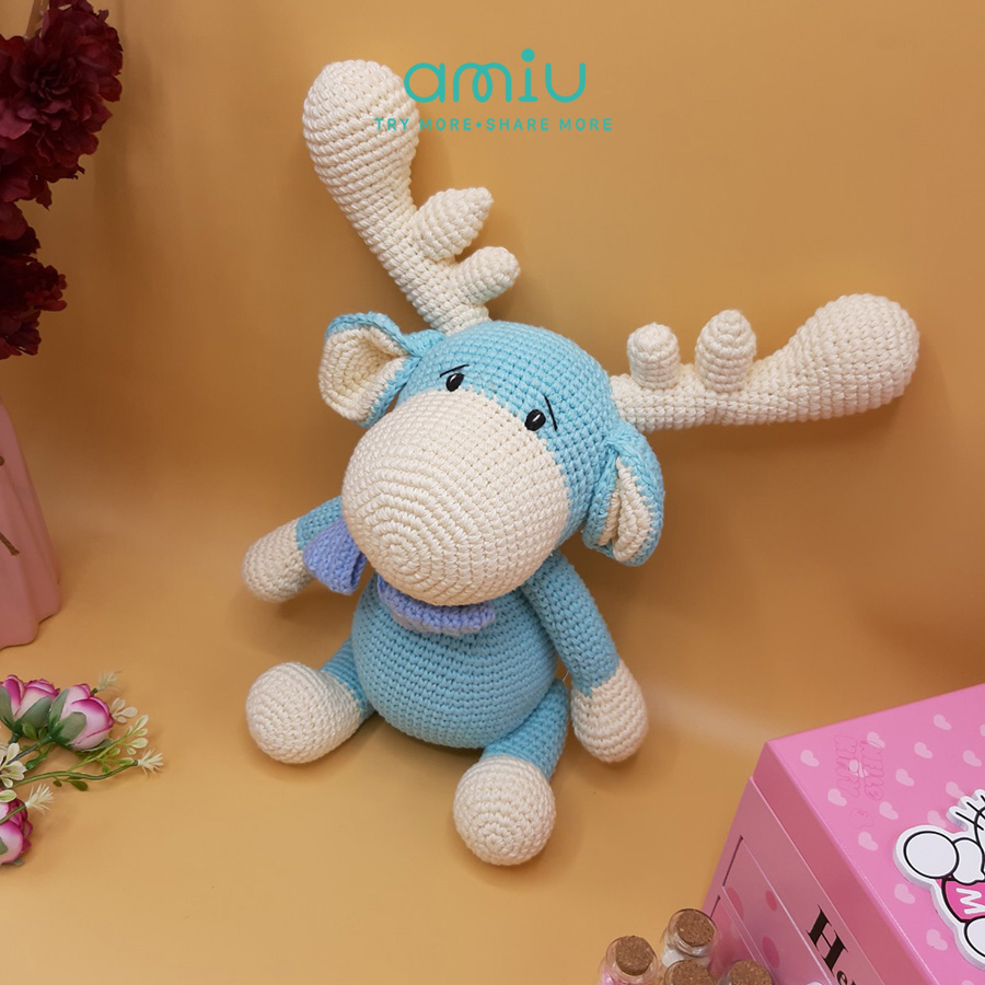 Gấu bông móc len Amigurumi cao cấp Amiu Việt Nam - Tuần lộc Bé Bự, quà tặng đồ chơi nhồi bông cho bé