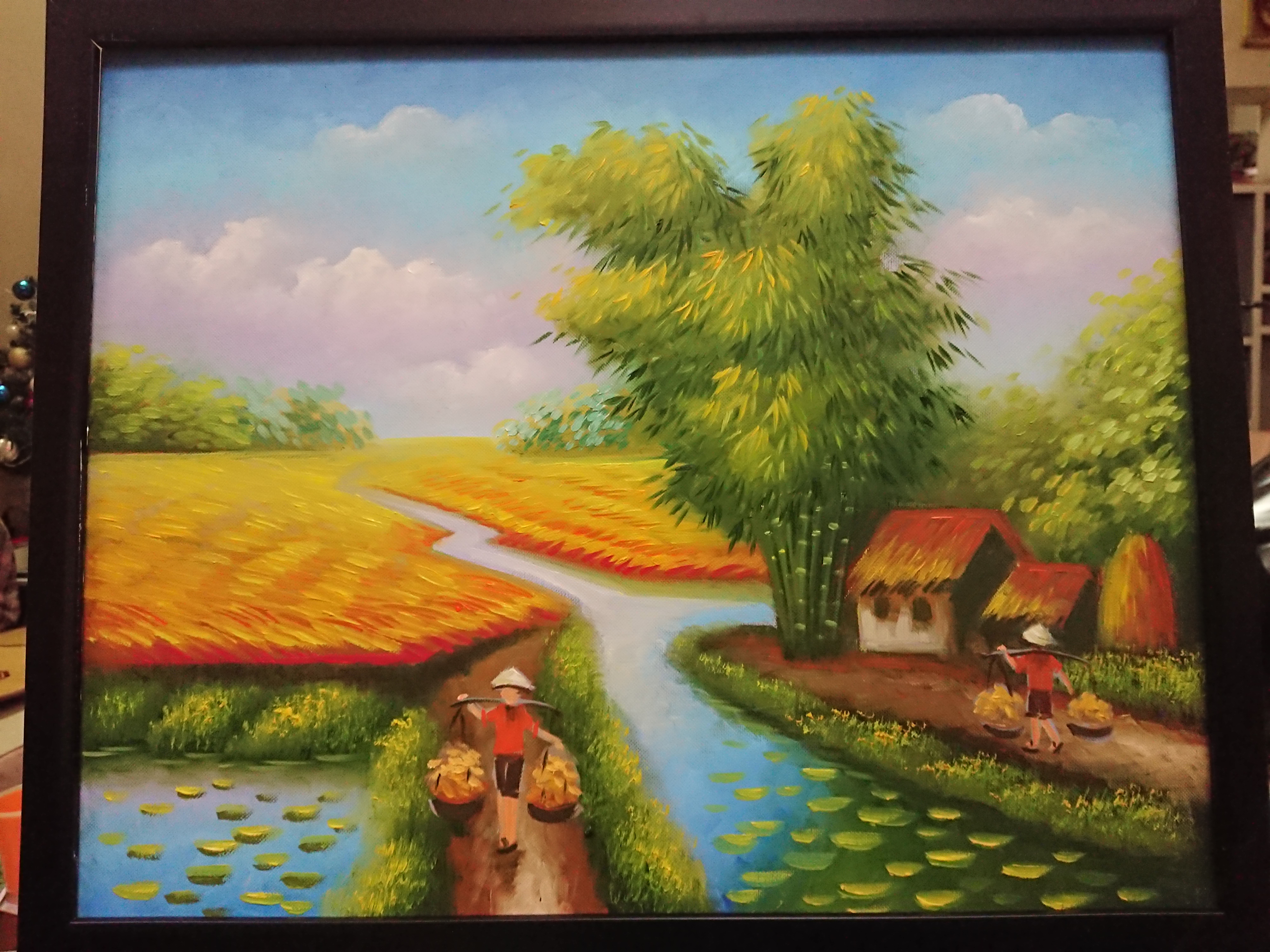 Tranh Treo Tường (Sơn Dầu Vẽ Tay 100%) - Làng Quê 40x50cm