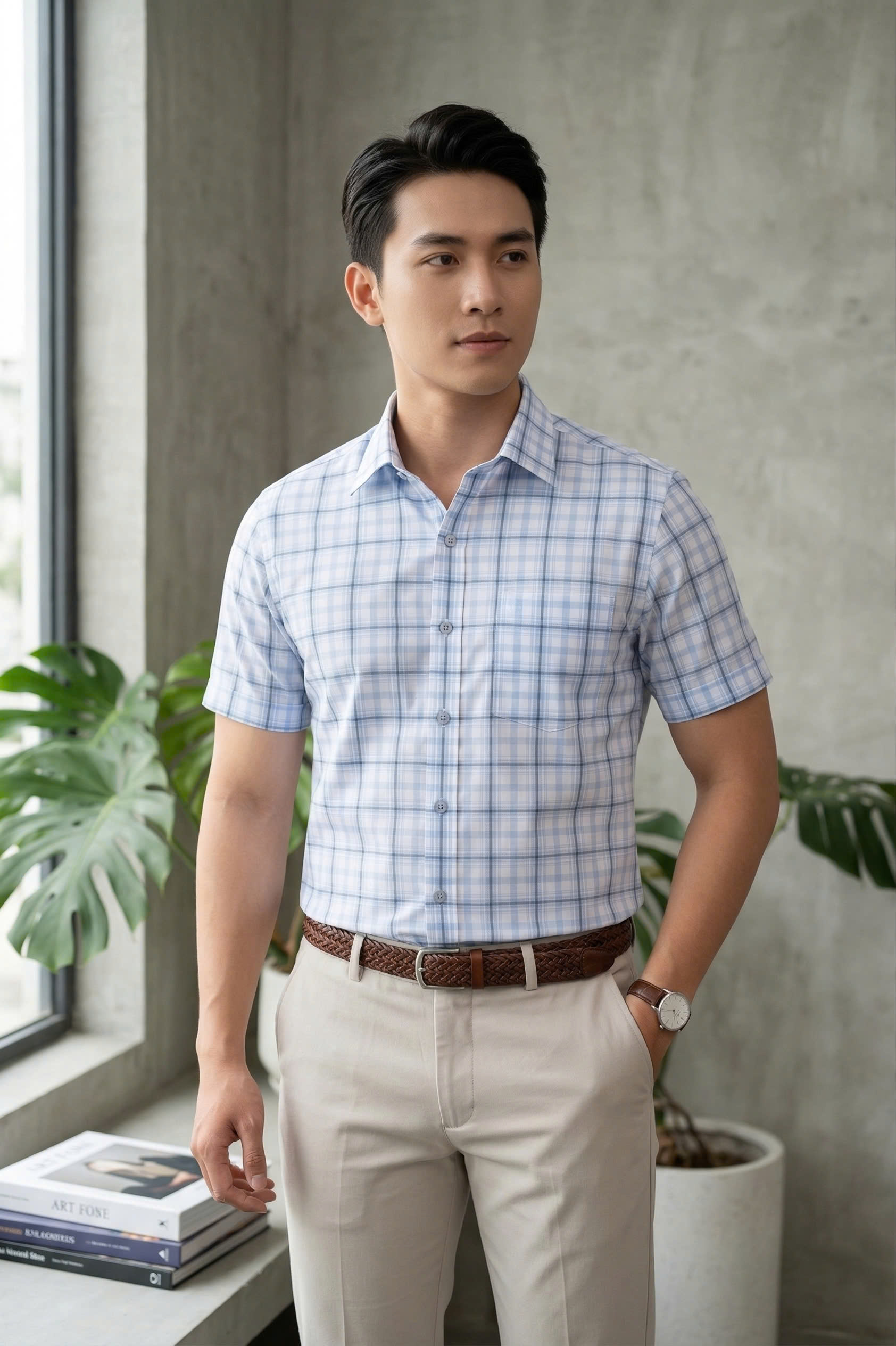 Áo sơ mi tay ngắn Khatoco (M-3XL)