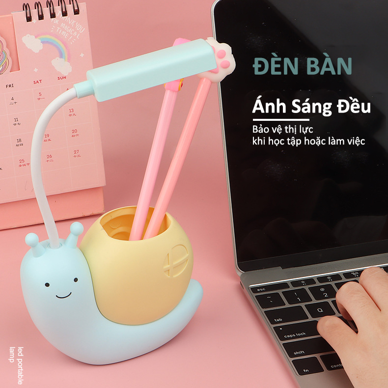 Đèn học để bàn trang trí hình ốc sên, sạc USB - K1617