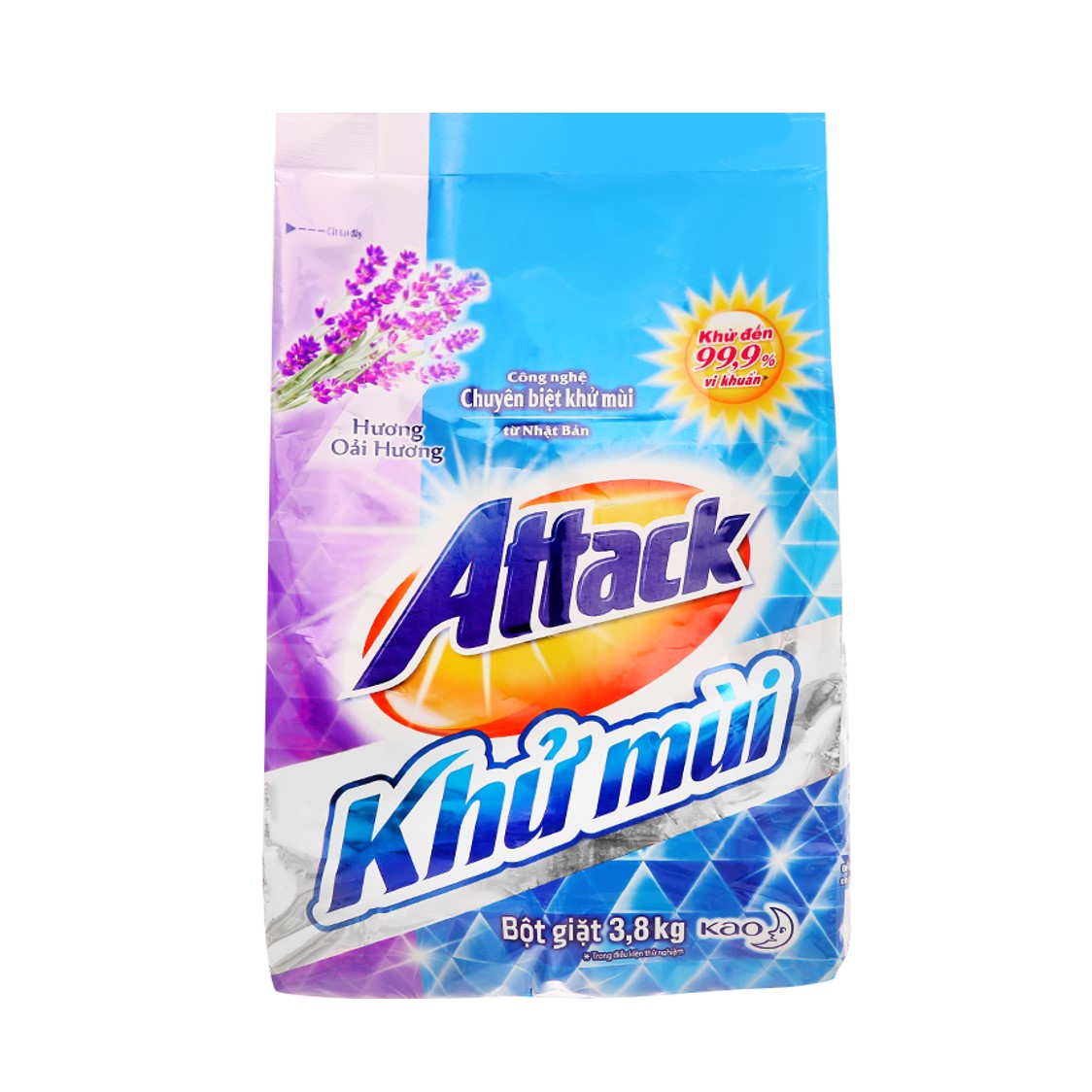 Bột giặt Attack Khử Mùi Hương Oải Hương 3.8kg (Mẫu mới)