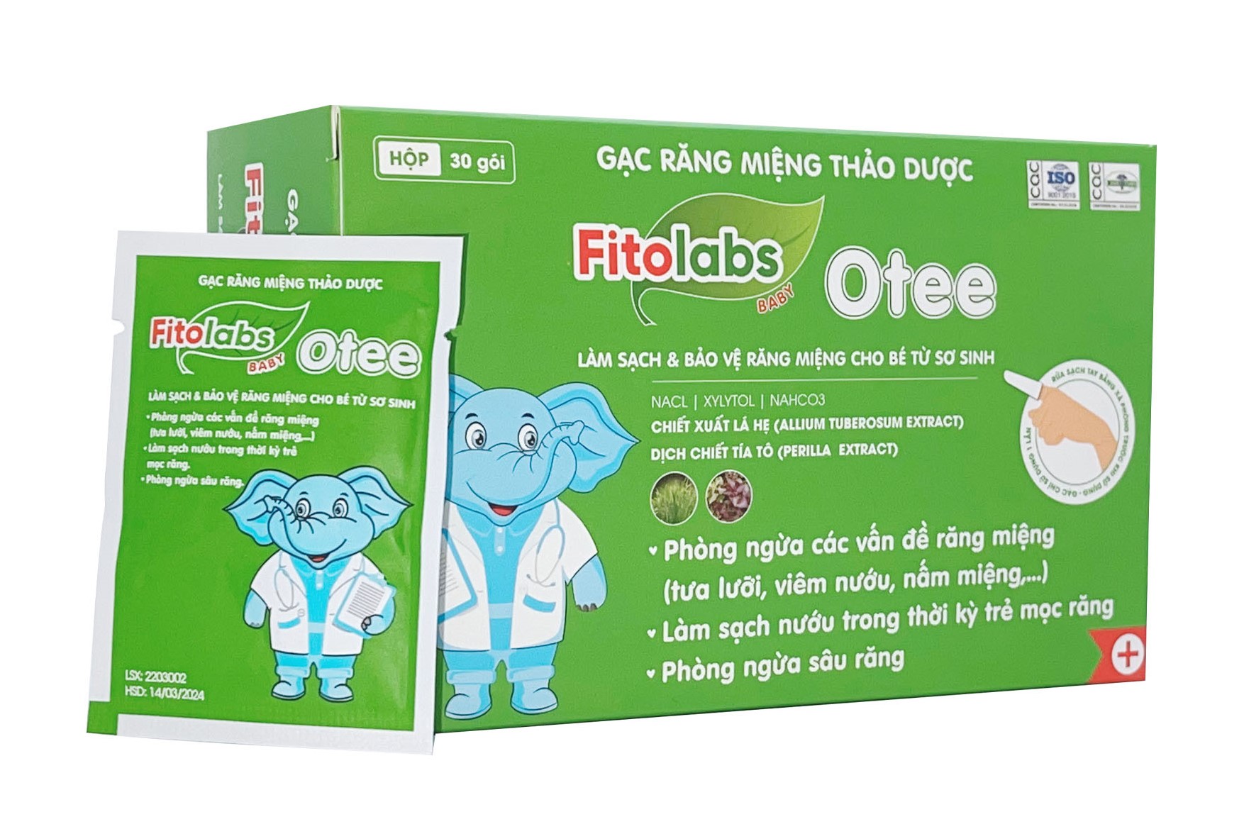 Gạc rơ lưỡi Fitolabs Otee từ thảo dược an toàn cho trẻ sơ sinh và trẻ nhỏ