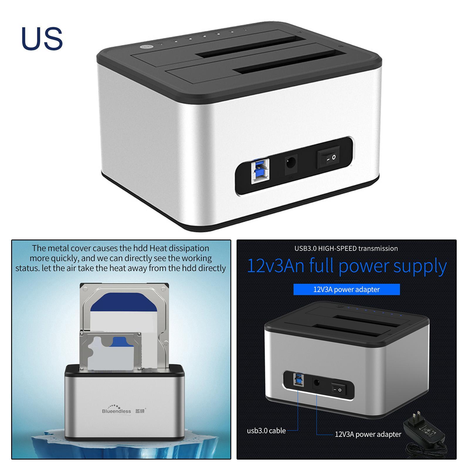 USB 3.0 Dual Bay External Docking Station Offline US Plug