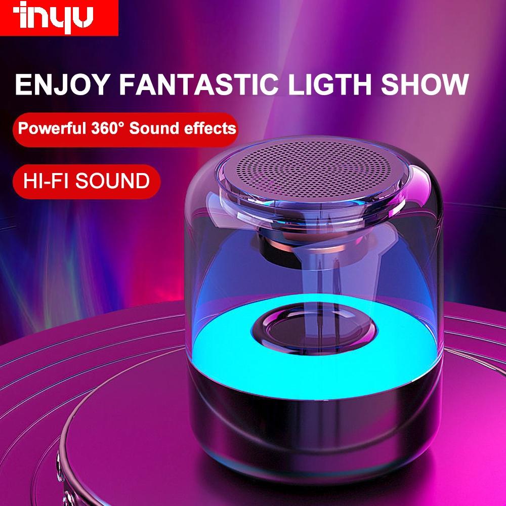 Loa Bluetooth 5.0 Không Dây Âm Thanh Stereo Thiết Kế Trong Suốt Có Đèn LED