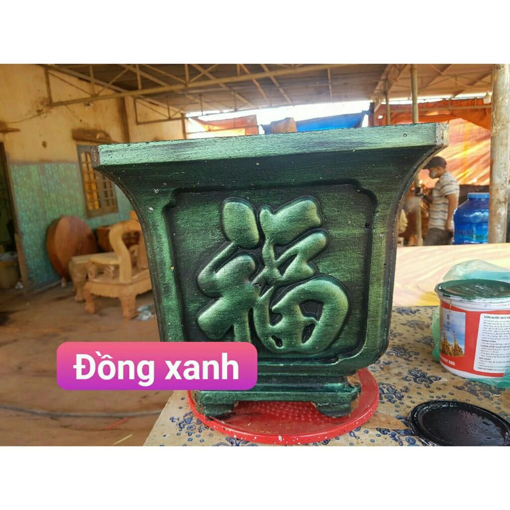 Sơn chậu kiểng màu nhũ đồng xanh hệ nước 1kg tặng cọ