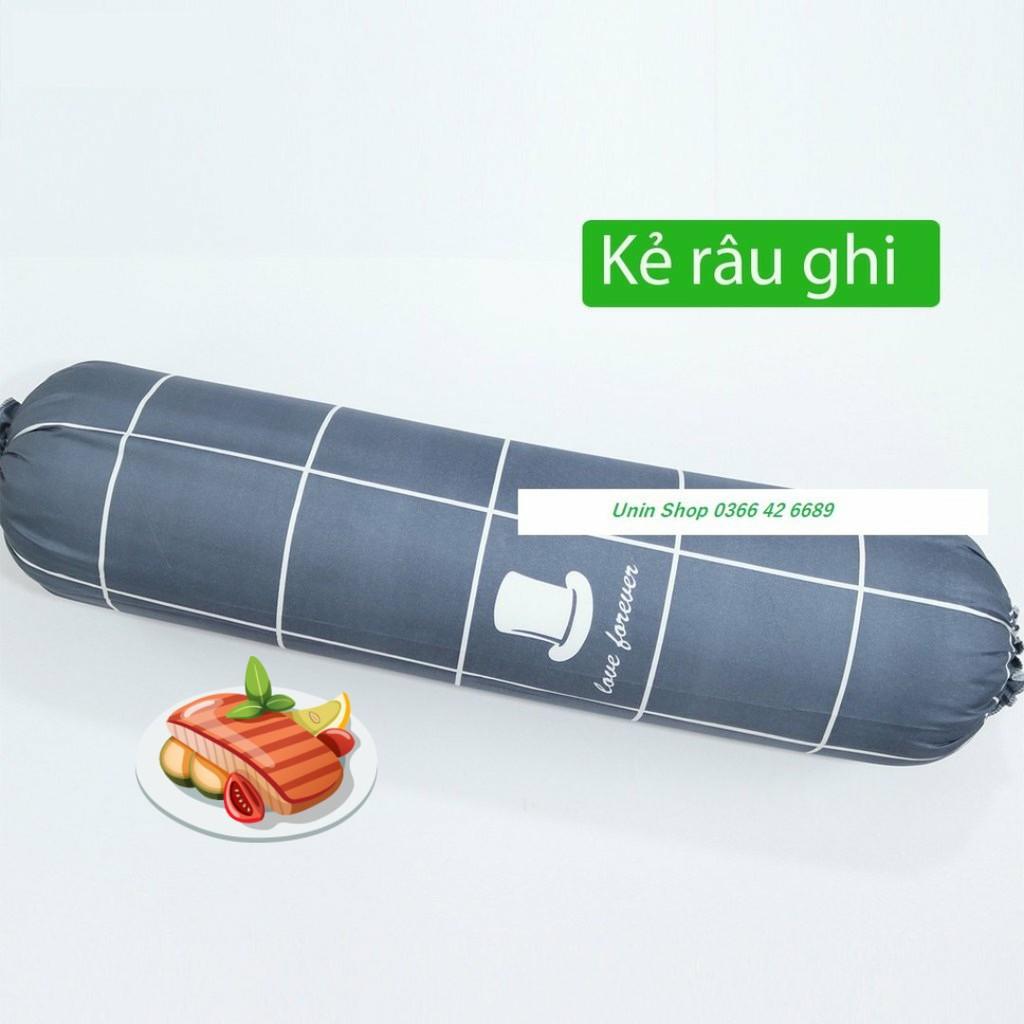 (Giá xưởng) Áo gối ôm, vỏ gối ôm loại to mẫu KẺ RÂU GHI bao gối dài poly cotton 30x100cm loại đẹp