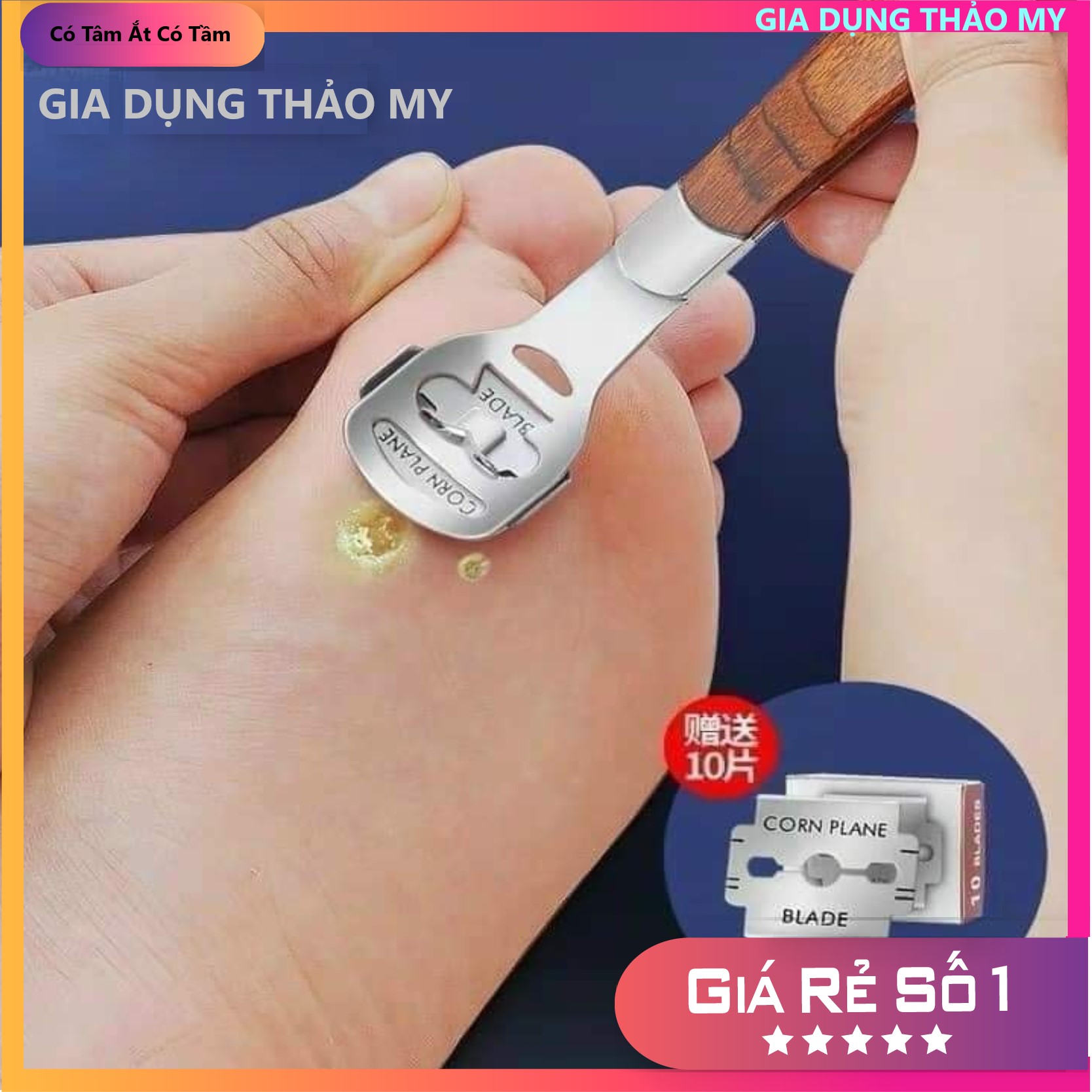 Dụng Cụ Chà Gót Bằng Inox Cao Cấp Kèm 10-20 Lưỡi Dao Cạo