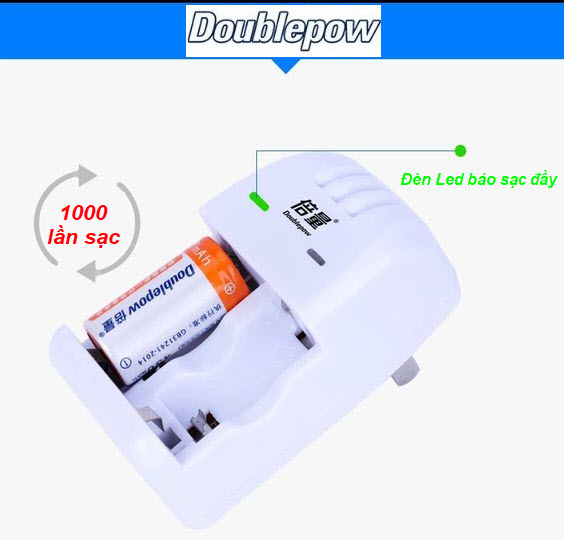 Bộ 02 Pin Sạc Cr2 3V Doublepow Dung Lượng Cao 900mAh Kèm Bộ Sạc Thông Minh DP-K06 Có Đèn LED Sạc Cho Cả Pin CR123A/CR2 AnZ - Hàng Chính Hãng