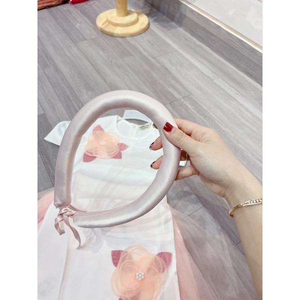 Áo dài bé gái thêu hoa mẫu thiết kế chất liệu cao cấp kèm mấn VyVy Kids Fashion