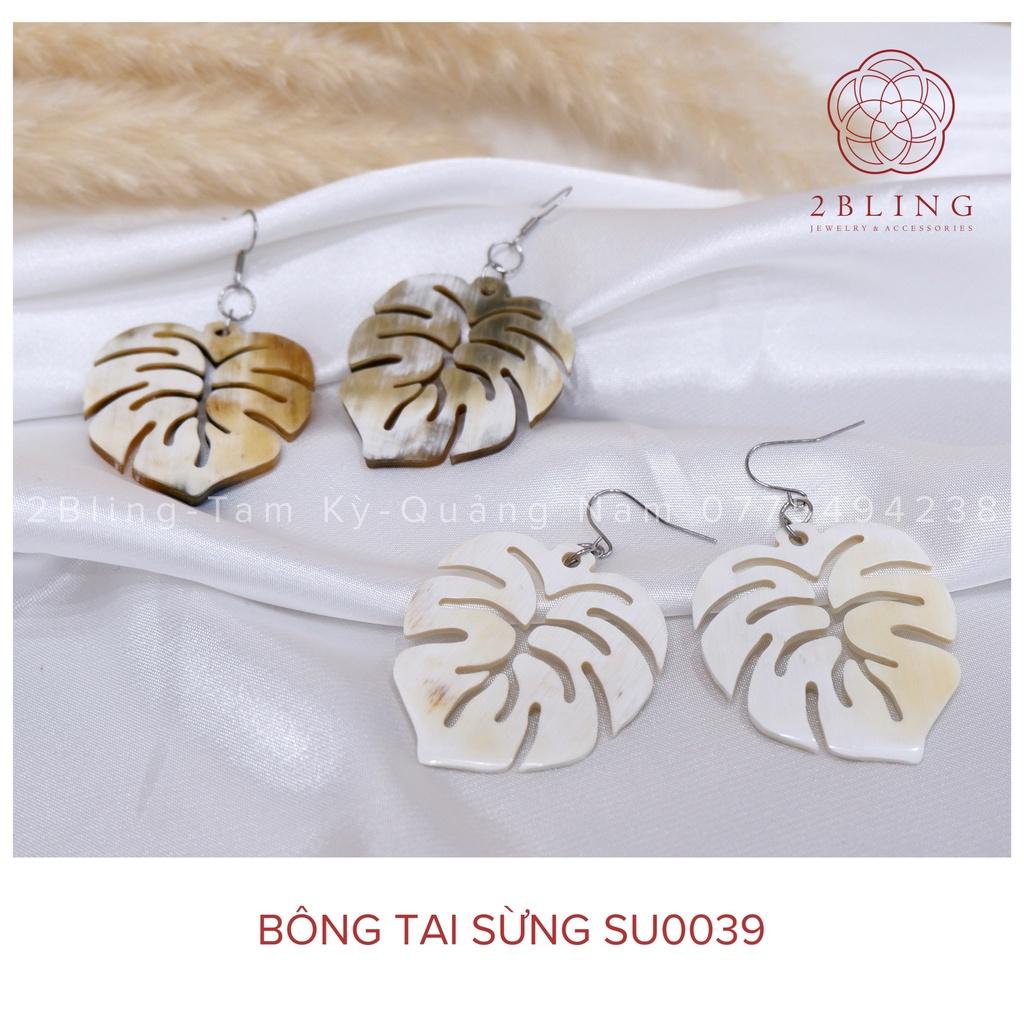 Bông tai sừng hình chiếc lá 2BLING thời trang SU0039