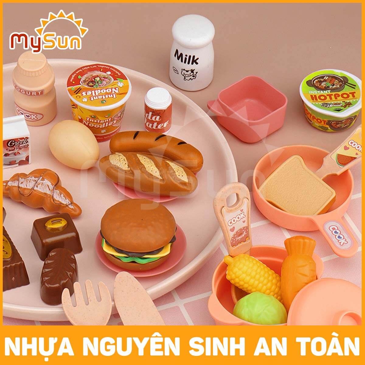 Bộ đồ chơi nấu ăn nhà bếp cho bé gái cao cấp cỡ lớn nhả khói như thật MySun