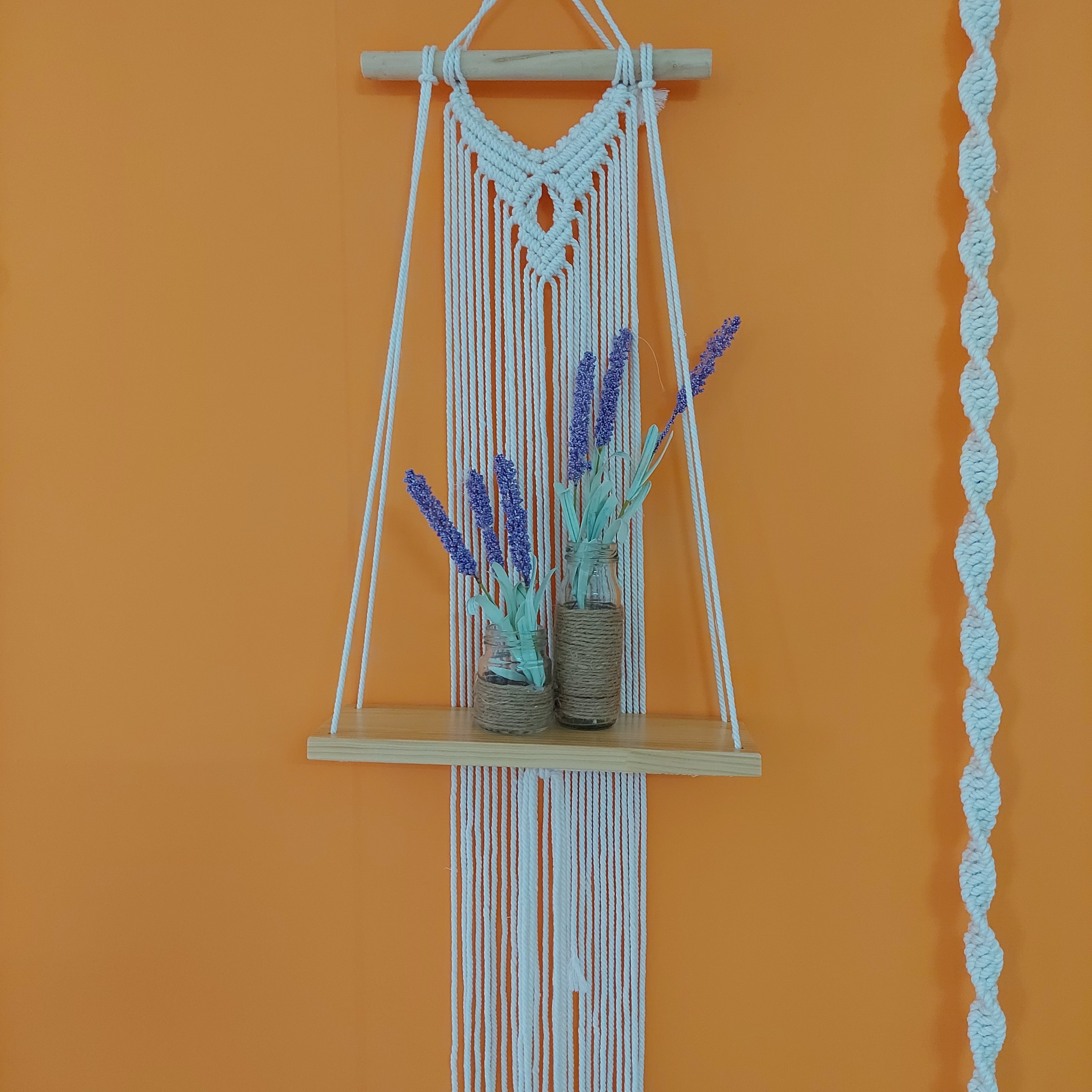 Kệ trang trí dây treo tường tết thủ công macrame