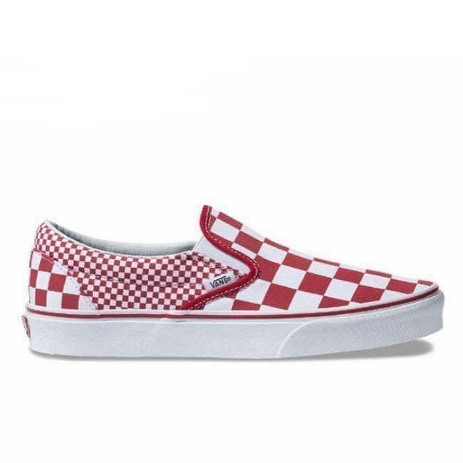 SNEAKER CHÍNH HÃNG VANS - họa tiết Vans Checkerboard - vải da lộn Canvas - Classic Slip-On 'Red Mix Checker' VN0A38F7VK5