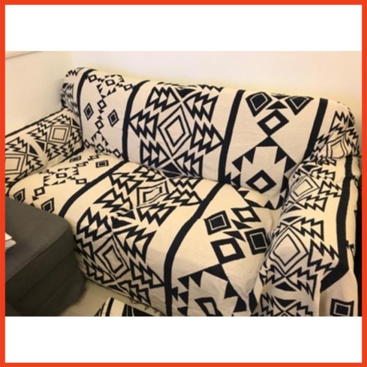 Thảm Vintage Dệt Sợi Bông Thô Tự Nhiên 180x130cm