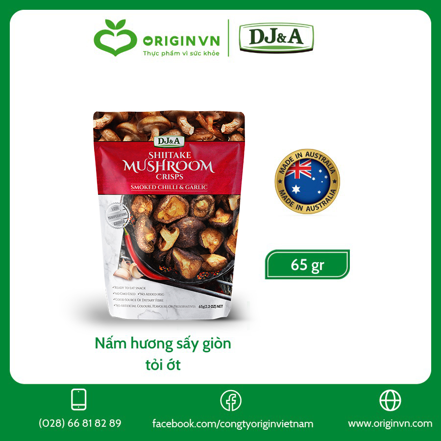 Nấm hương sấy giòn DJ&A Úc - 65g