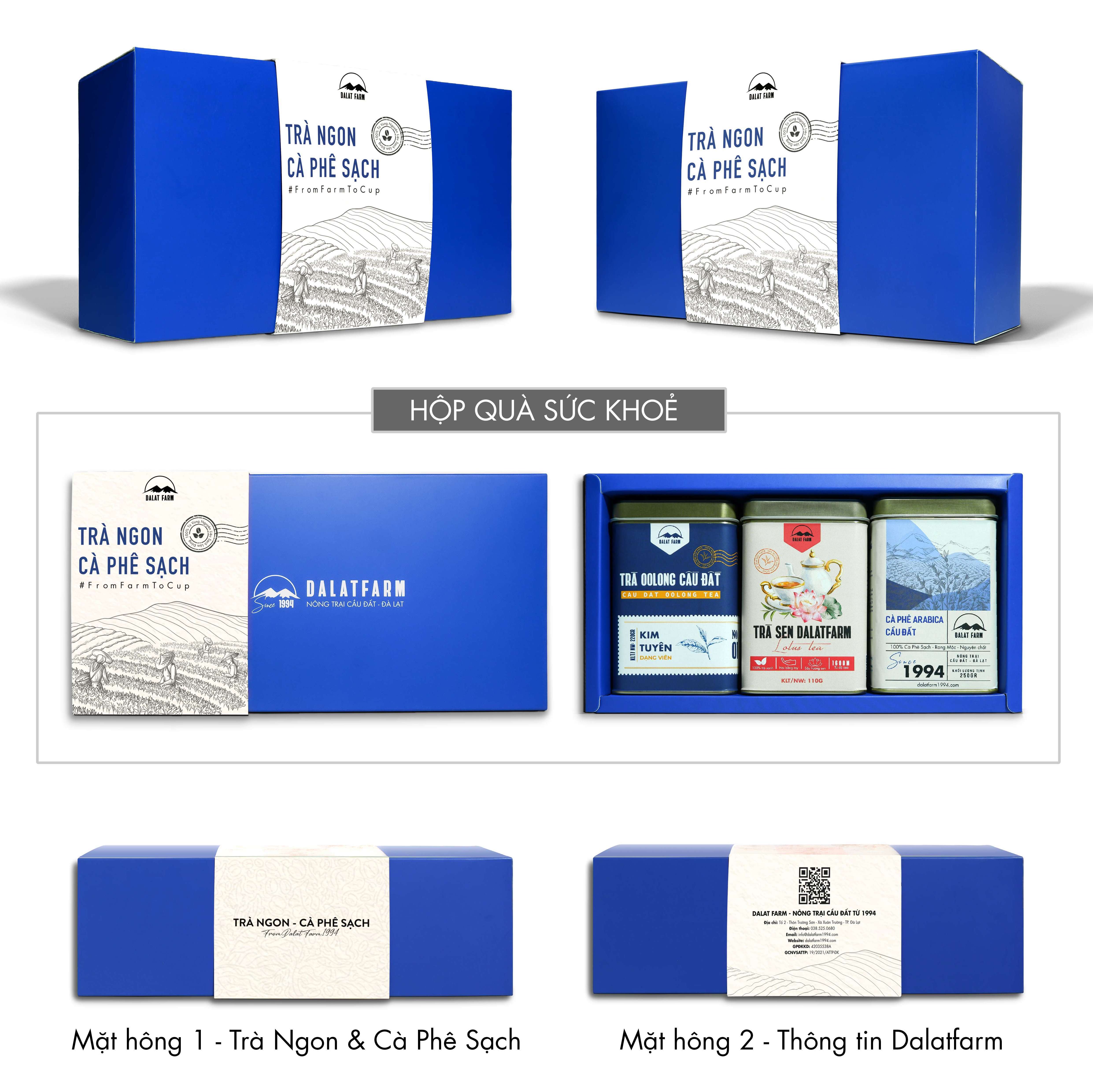 Hộp Quà Tết Vinh Hoa (Trà Oolong - Trà Sen - Mứt Vỏ Bưởi Chanh Dây - Hạt Điều Rang Muối)