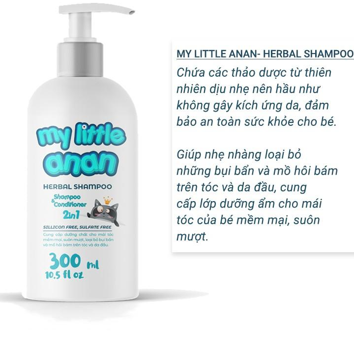 DẦU GỘI MY LITTLE ANAN HERBAL SHAMPOO - Không Silicone, Không Sulfate, An Toàn Cho Bé