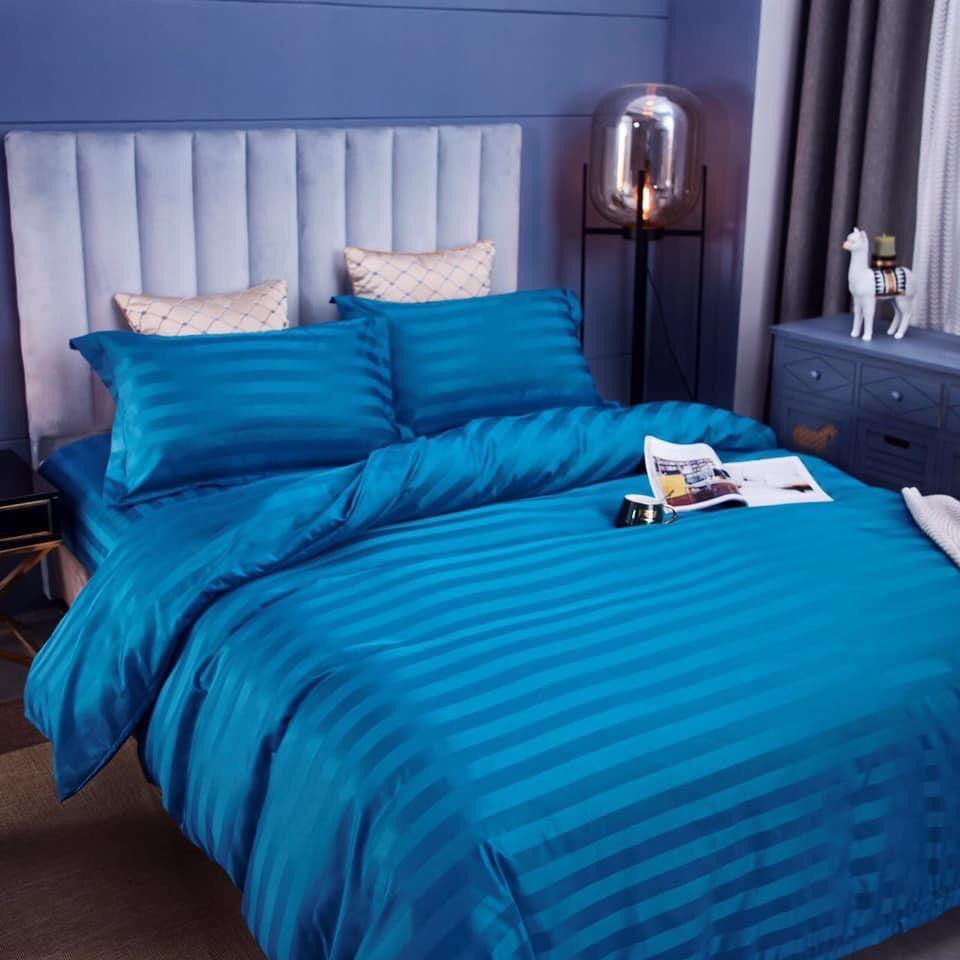 Bộ Vỏ Chăn Drap Gối COTTON SỌC 3F Vải Cotton Lụa Bóng Hàng Chuyên Cho Gia Đình Và Khách Sạn