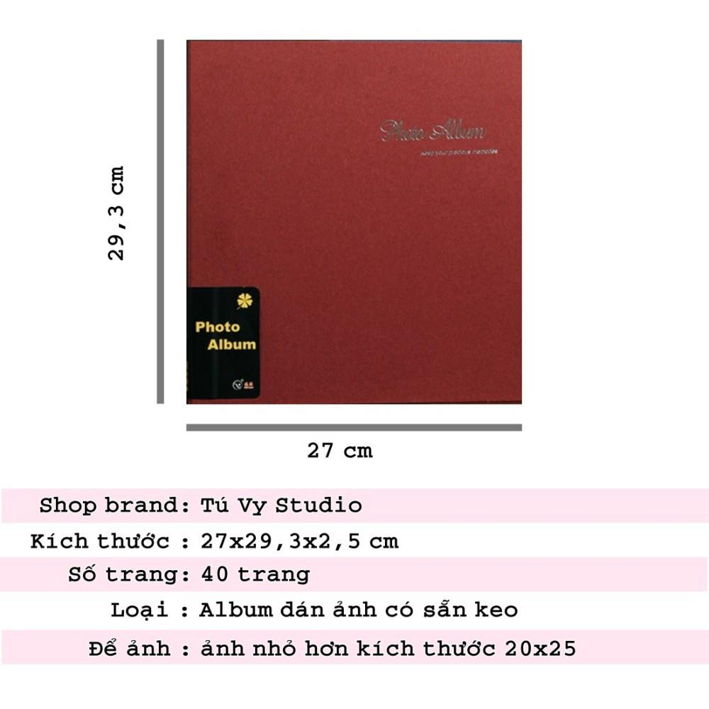 Album ảnh cỡ 27x29 cm có sẵn keo dán bìa giấy da lộn sang trọng