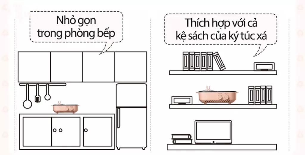 Nồi lẩu nướng MINI DKL-C12D1 nhập khẩu phục vụ bữa ăn cho 1-3 người