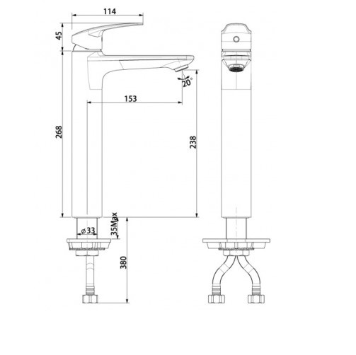 Vòi lavabo cao cổ American Standard- Milano WF-0902(FFAS0902) đã bao gồm đầu xả nhấn