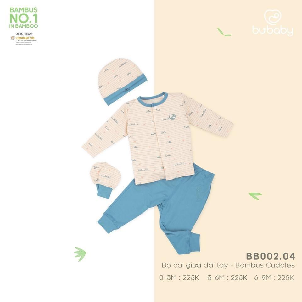 Bộ dài tay cài giữa Bu, Bubaby Bambus 0m - 9m