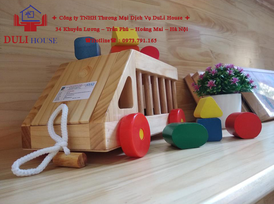 Mô hình ô tô thả hình bằng gỗ cho bé