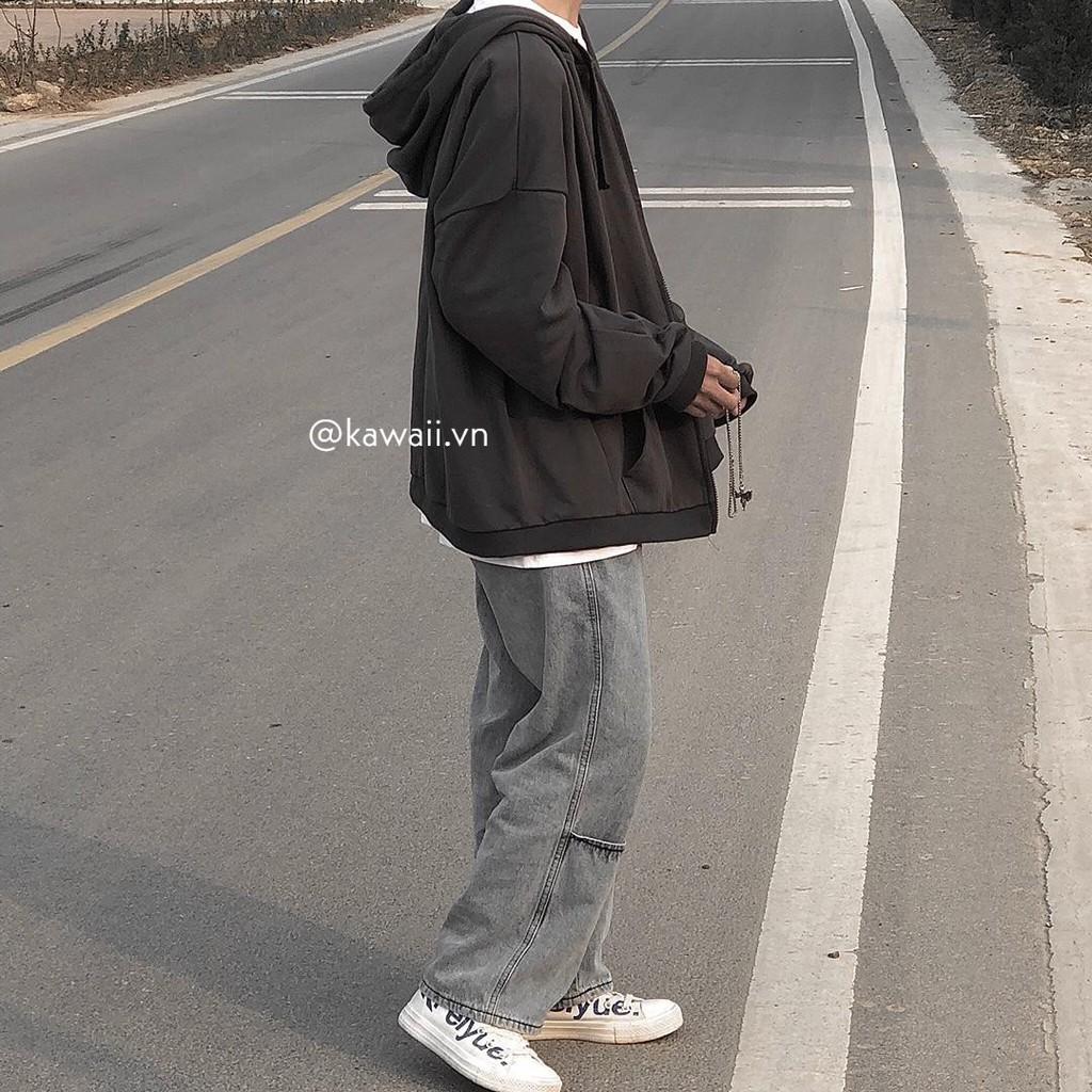 ZIP JACKET : ÁO KHOÁC ĐEN OVERSIZED PHỐI KHOÁ KÉO
