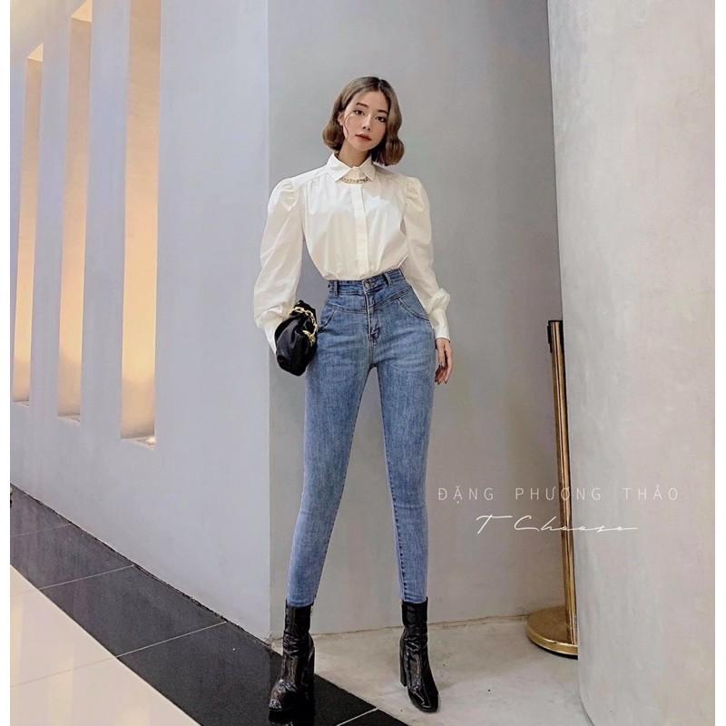QUẦN BÒ ÔM LƯNG CAO CHẤT MỀM GIÃN 1 nút - ảnh thật shop chụp