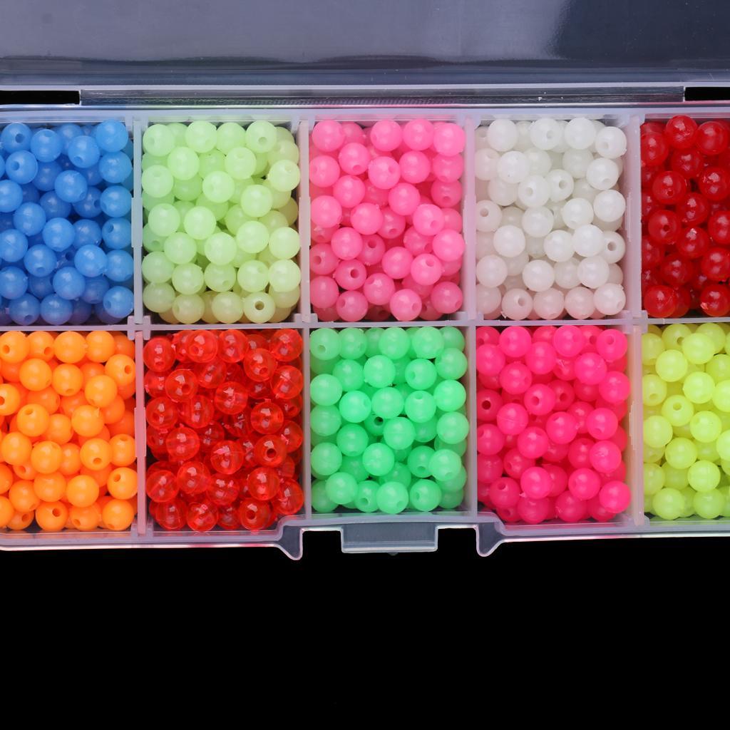 1 Box of Plastic Luminous Round Beads Fishing Lures Fishing Bead Fishing Beads Kit Fishing Tackle Tools Eggs Hard Fishing Beads
