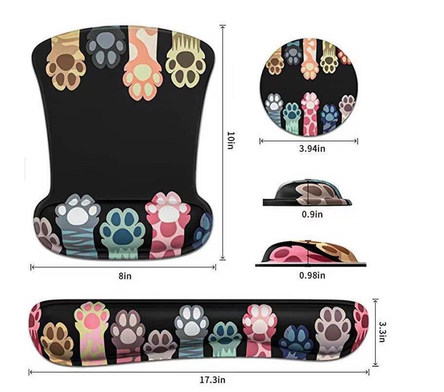 Thảm chuột công thái học với bộ băng giá và bàn phím, màu đen