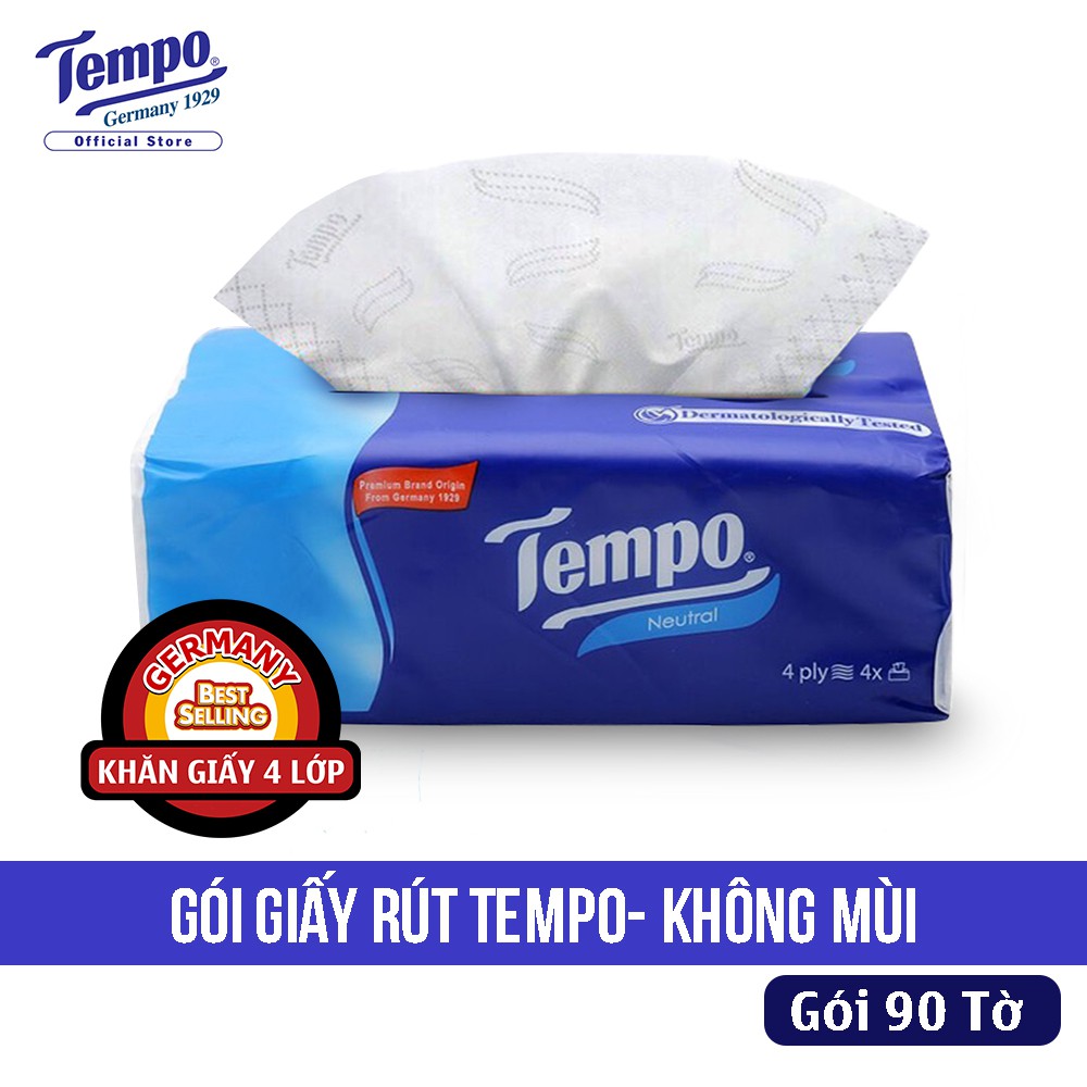 Tempo - Khăn Giấy Rút Softpack 4 Lớp (90 Tờ/ 1 Gói) Hương Bạc Hà / Không Hương/ Hương Đào/ Sakura