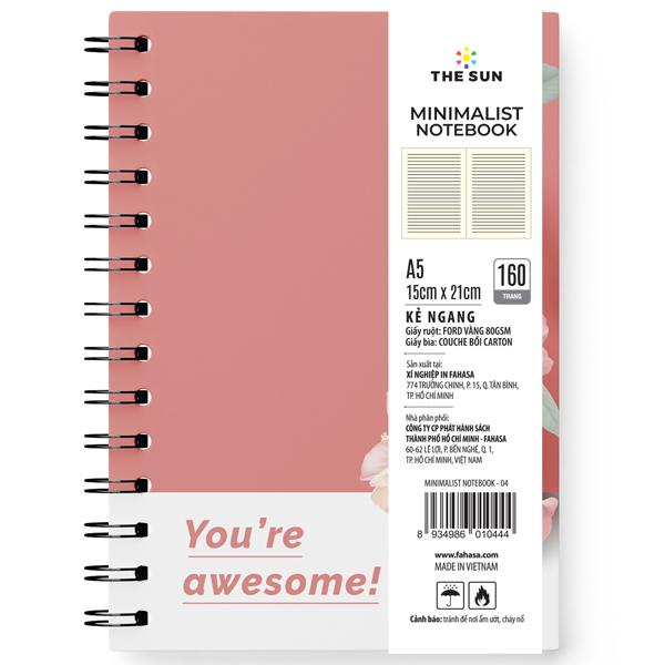 Sổ Lò Xo Bìa Cứng Minimalist A5 - Kẻ Ngang - 160 Trang 80gsm - The Sun 04