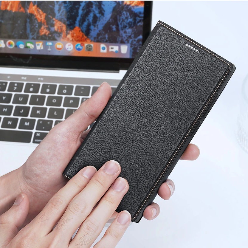 Bao Da Thật Cao Cấp Dành Cho SamSung S23 Ultra Chính Hãng Dux Ducis Skin X2 , Da Miếng, may Viền chống bung, Có Ngăn đựng thẻ - Hàng Chính hãng