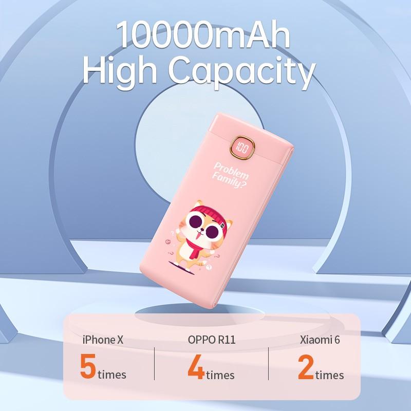 Sạc dự phòng 10000mAh BASIKE sạc nhanh mô hình động vật hoạt hình Màn hình kỹ thuật số LED-Hàng chính hãng