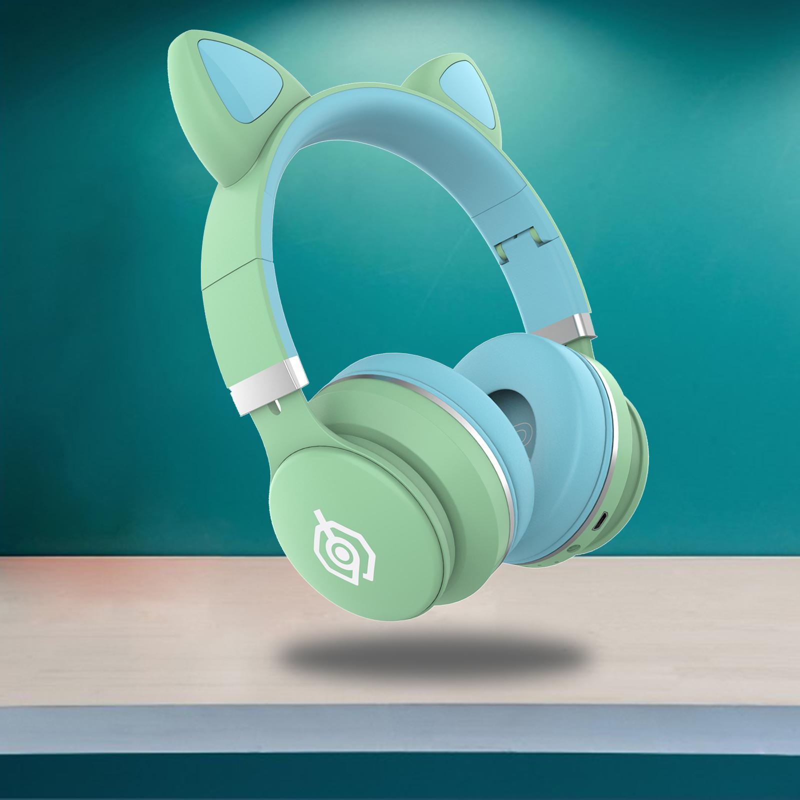 Universal Cat Ear Cartoon Bluetooth Headset Stereo Headphones Mic