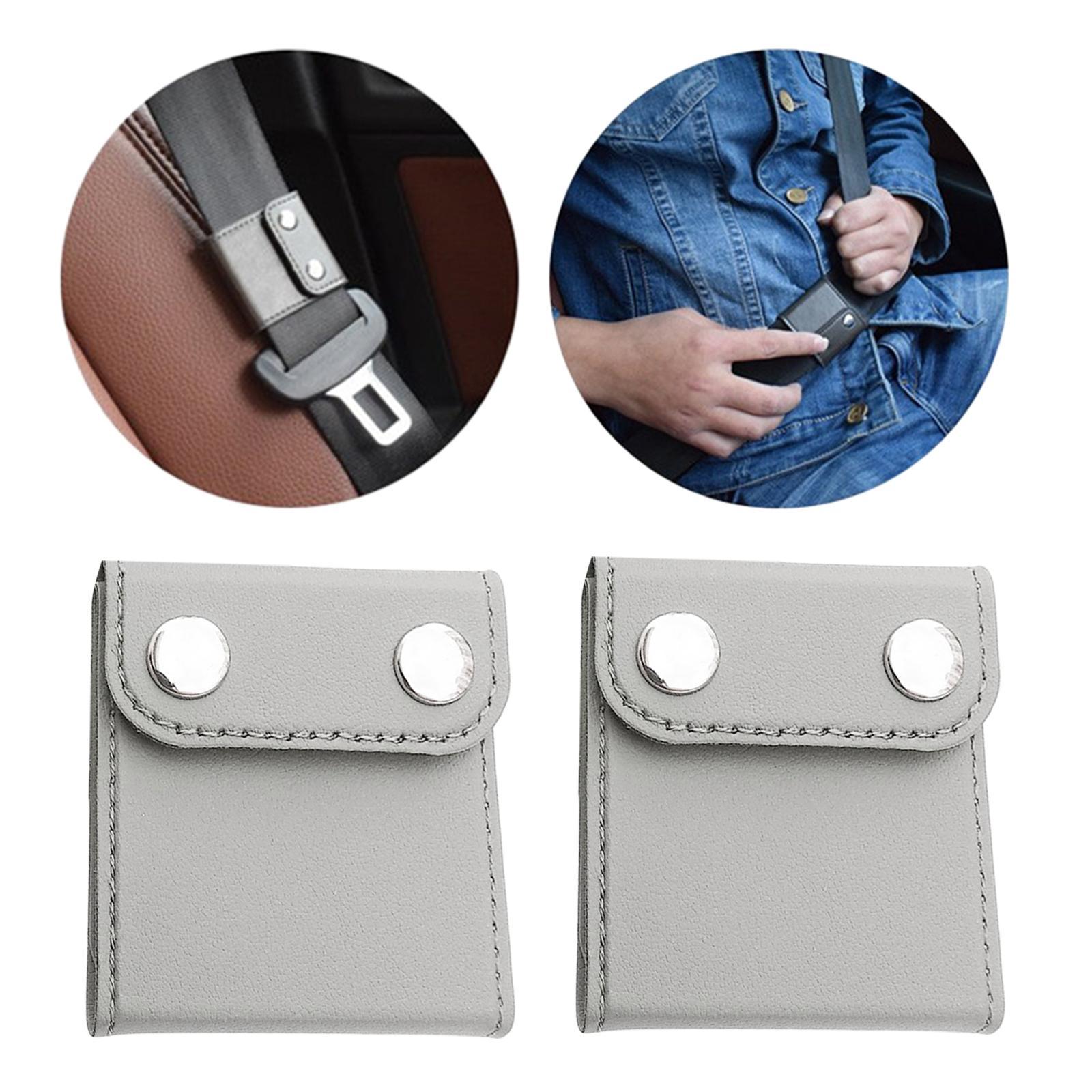 2x2Pcs Car Seatbelt Adjuster for Kids Adults gray snap button